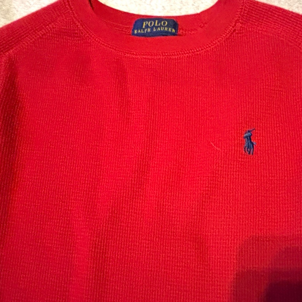 Polo Ralph Lauren Ls Solid Waffle - Red- BOYS 8- EUC Smoke free